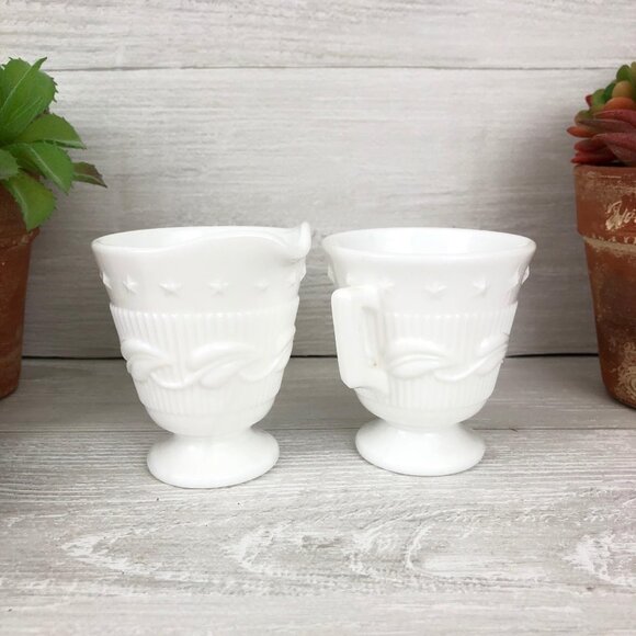 Milk Glass Sugar & Creamer Set by Fostoria - Picture 9 of 13